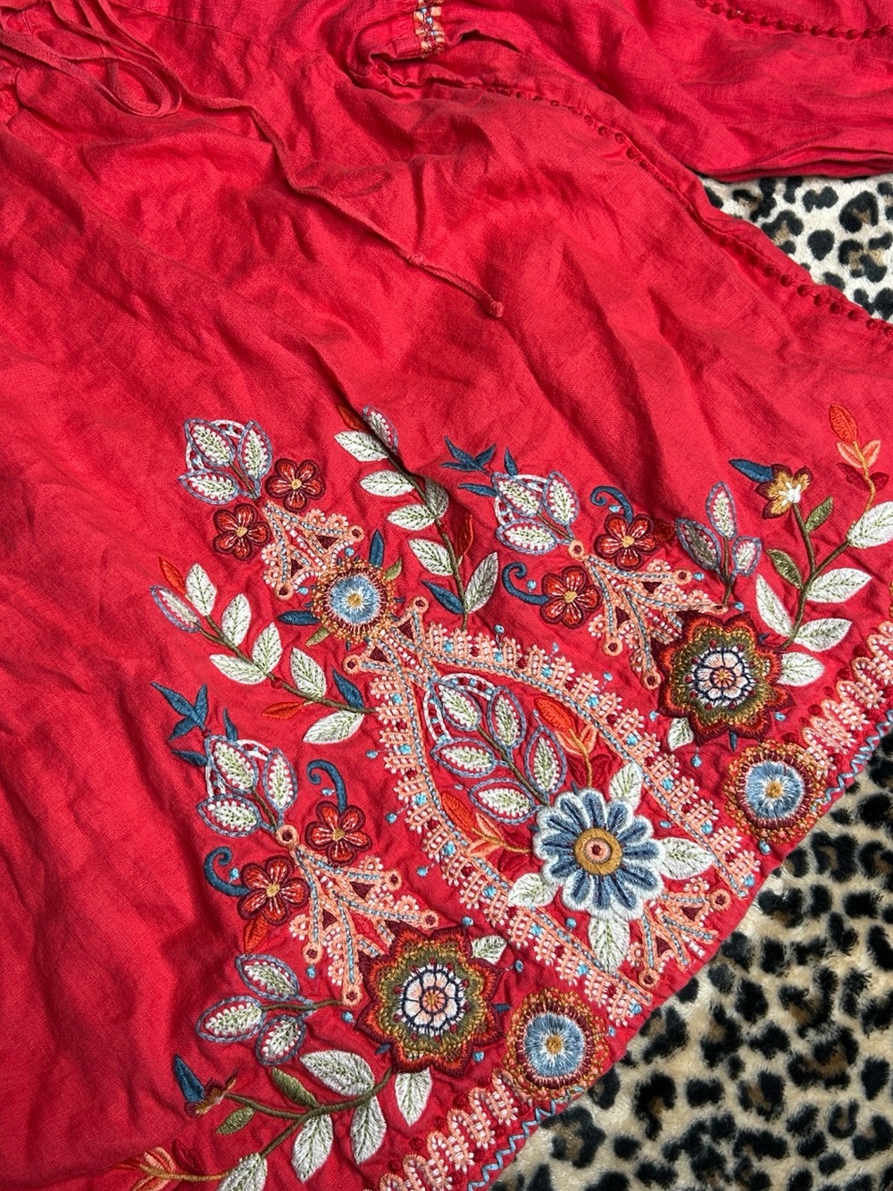 Johnny Was Coral Embroidered Boho Peasant Blouse Top Size S - Picture 4 of 5